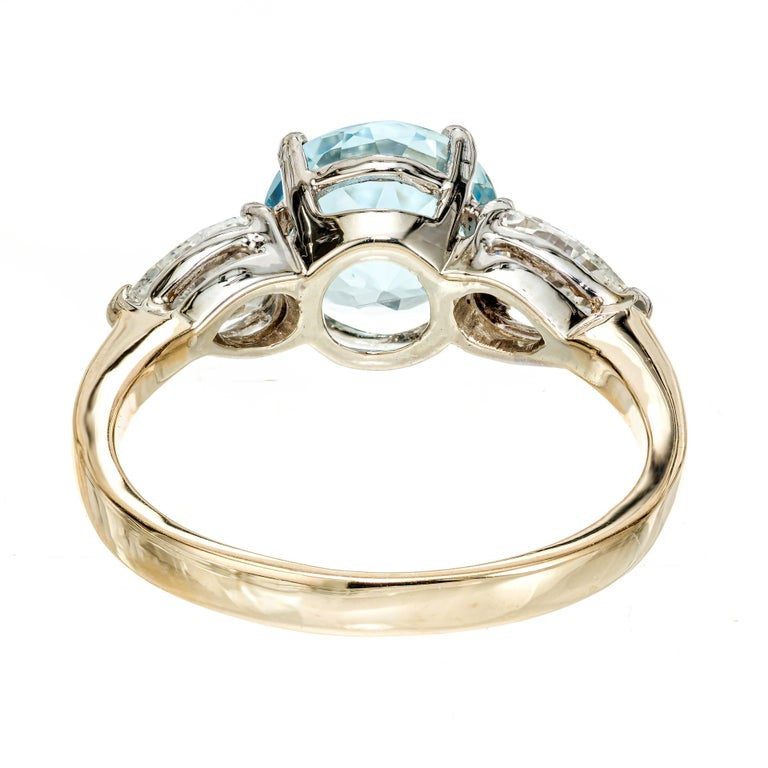 Peter Suchy 1.65 Carat Aqua Diamond Gold Three-Stone Engagement Ring – image 5