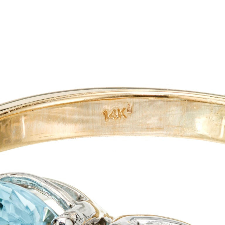 Peter Suchy 1.65 Carat Aqua Diamond Gold Three-Stone Engagement Ring – image 6