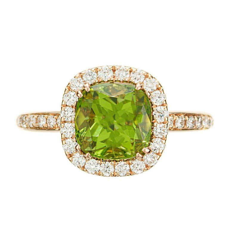 Peter Suchy 2.63 Carat Peridot Diamond Rose Gold Halo Engagement Ring – image 2