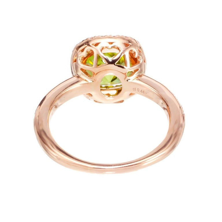 Peter Suchy 2.63 Carat Peridot Diamond Rose Gold Halo Engagement Ring – image 5