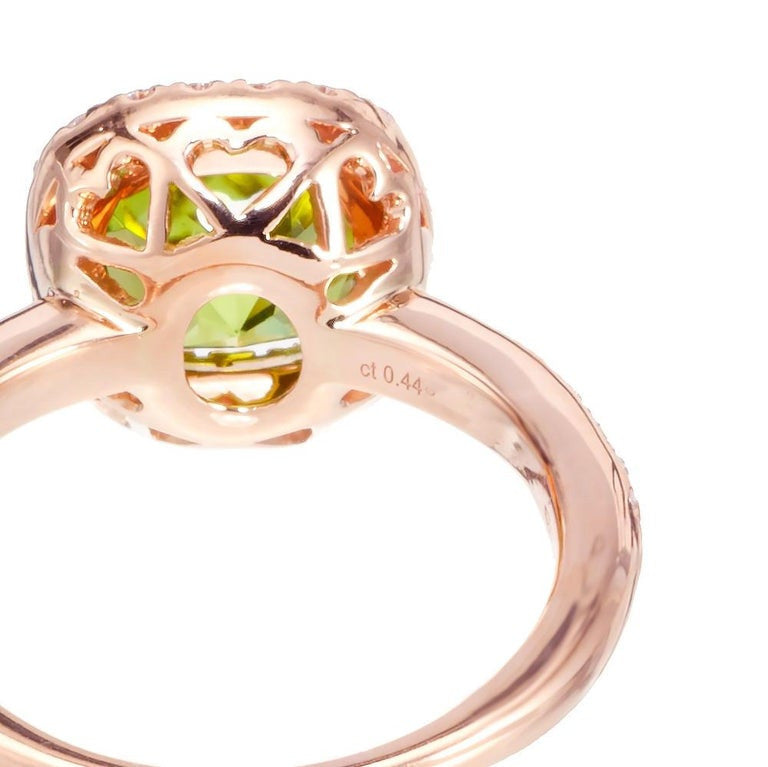 Peter Suchy 2.63 Carat Peridot Diamond Rose Gold Halo Engagement Ring – image 6