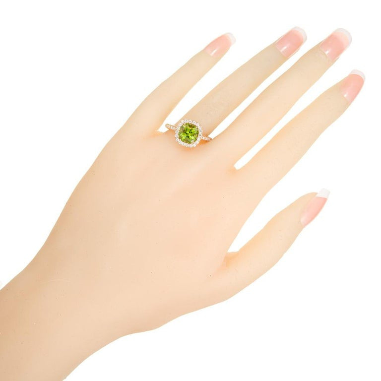 Peter Suchy 2.63 Carat Peridot Diamond Rose Gold Halo Engagement Ring – image 8