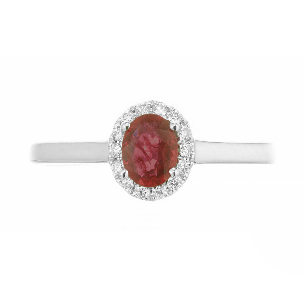 Peter Suchy .20 Carat Ruby Diamond White Gold Engagement Ring