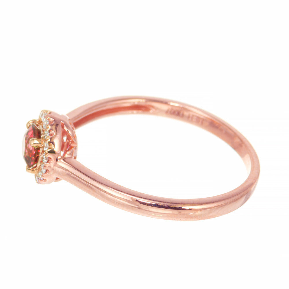 Peter Suchy .27 Carat Pink Tourmaline Diamond Rose Gold Halo Ring – image 4