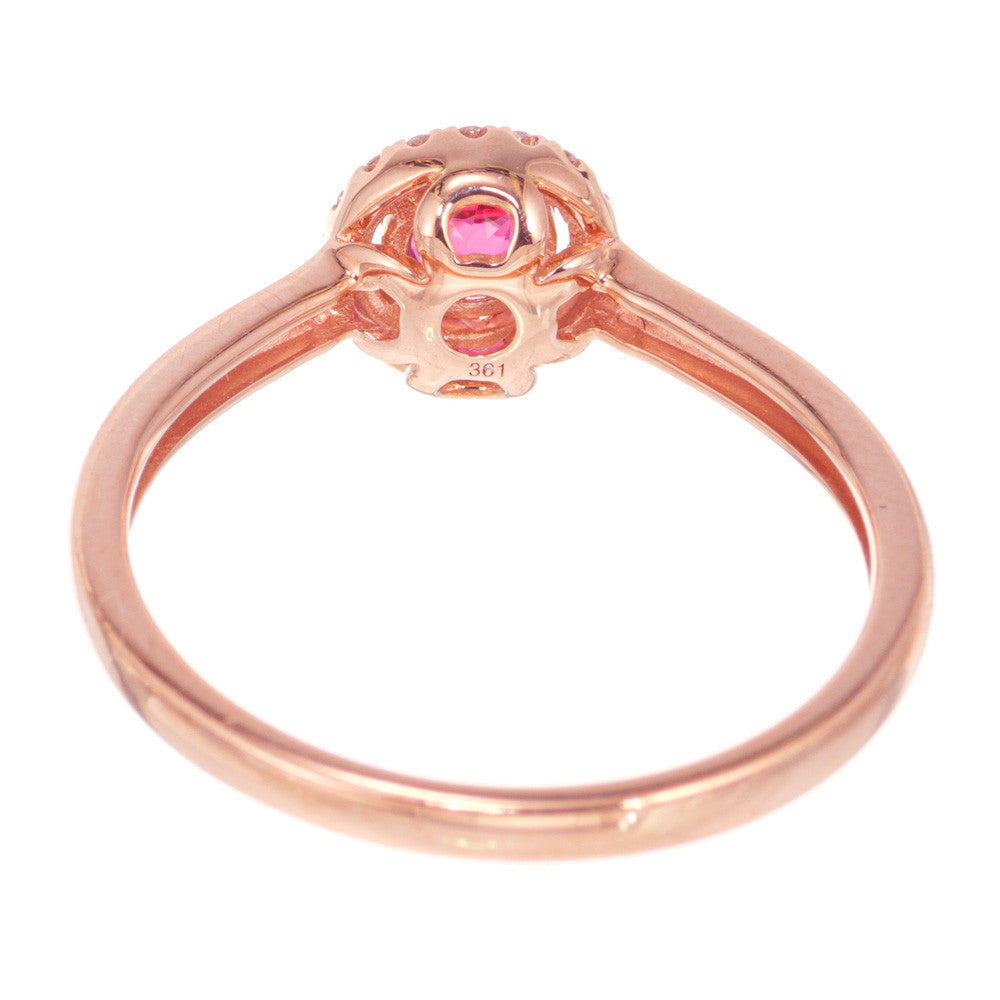 Peter Suchy .27 Carat Pink Tourmaline Diamond Rose Gold Halo Ring – image 5