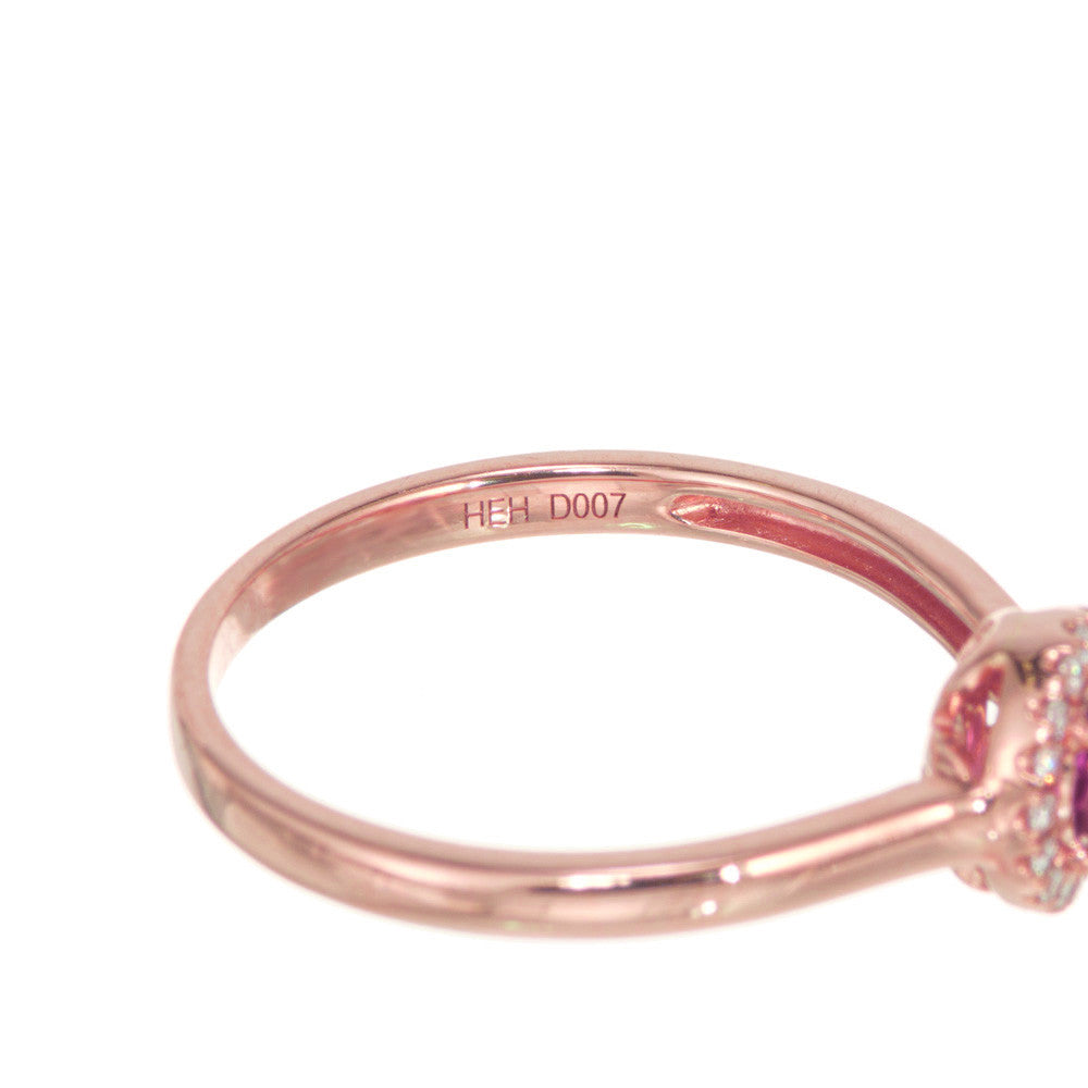 Peter Suchy .27 Carat Pink Tourmaline Diamond Rose Gold Halo Ring – image 7