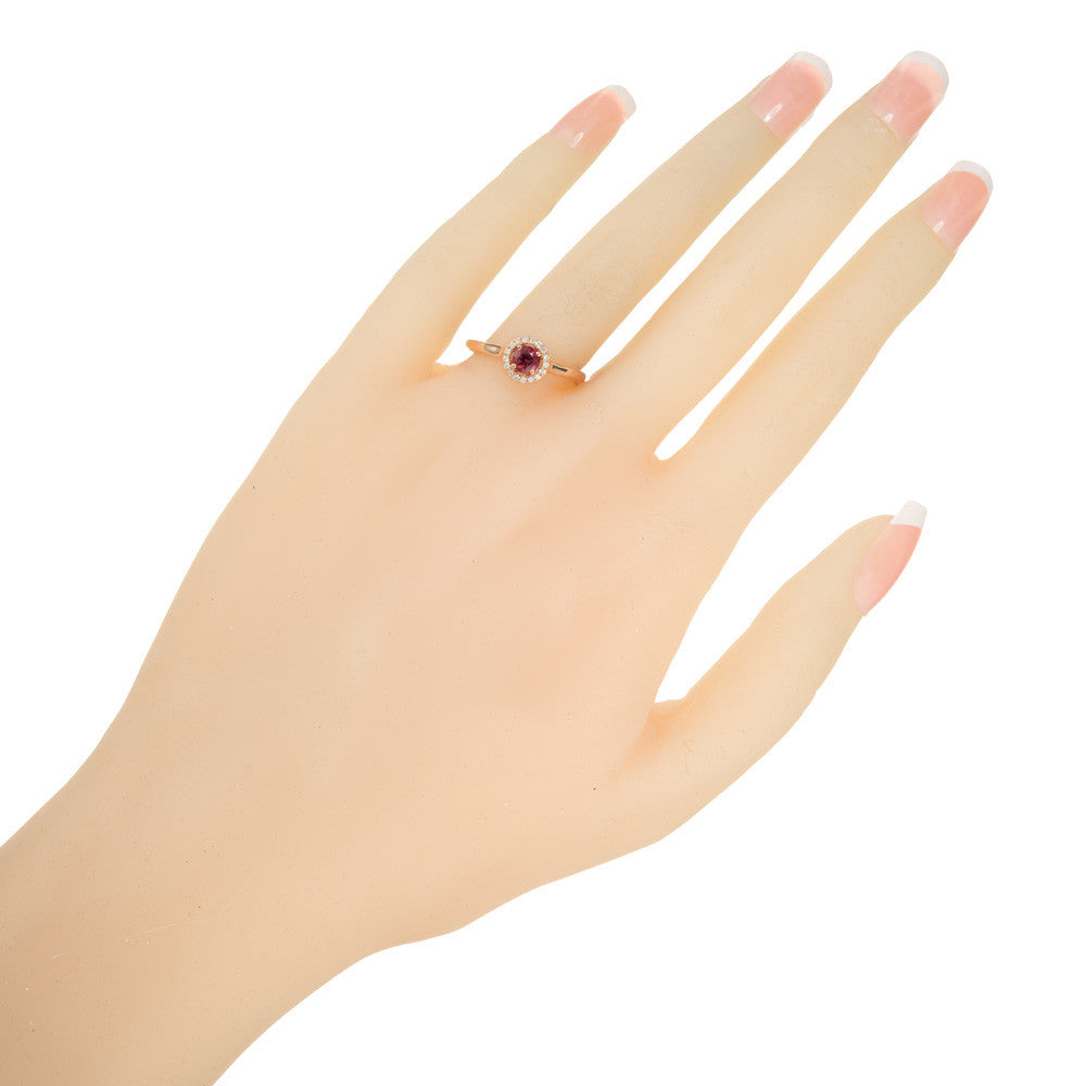 Peter Suchy .27 Carat Pink Tourmaline Diamond Rose Gold Halo Ring – image 8