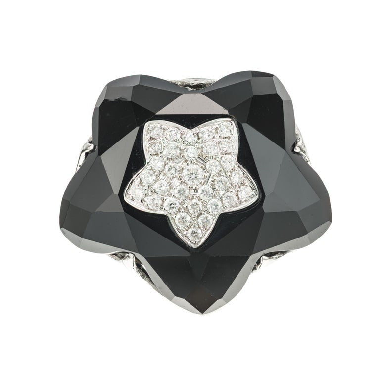 .98 Carat Diamond Onyx White Gold Star Cluster Cocktail Ring – image 2