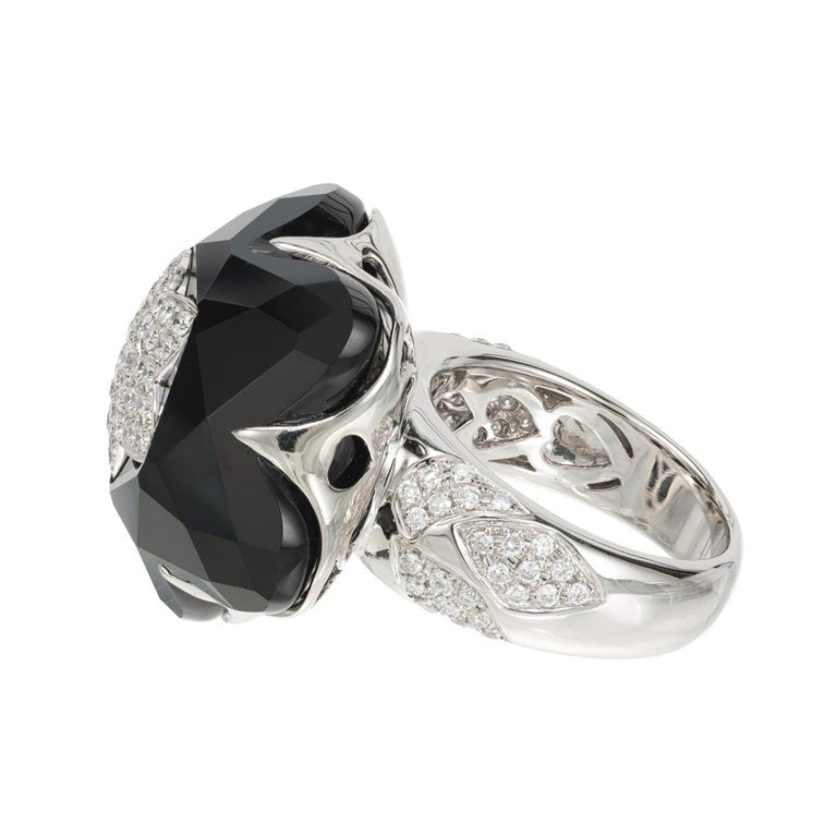 .98 Carat Diamond Onyx White Gold Star Cluster Cocktail Ring – image 3