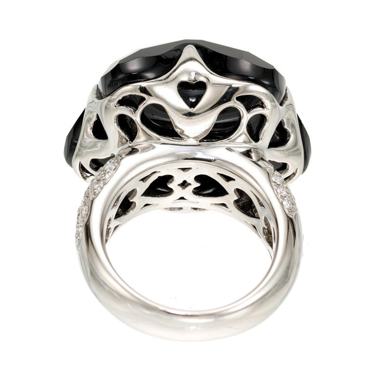 .98 Carat Diamond Onyx White Gold Star Cluster Cocktail Ring – image 4
