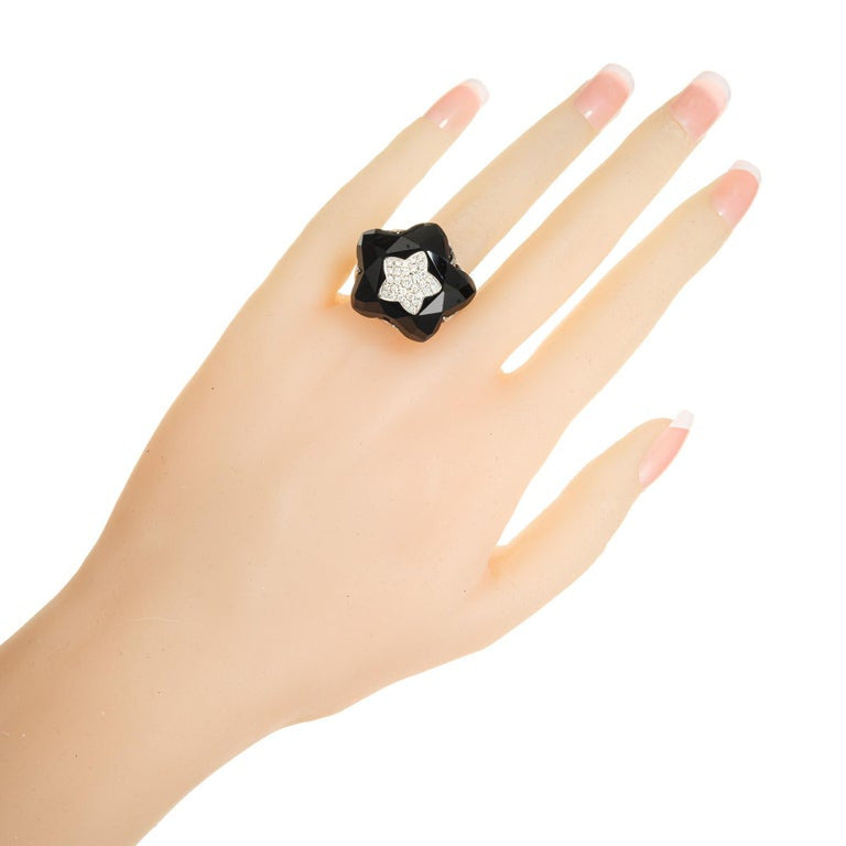 .98 Carat Diamond Onyx White Gold Star Cluster Cocktail Ring – image 6