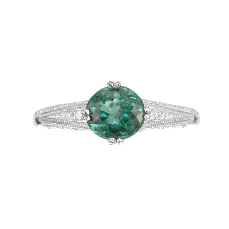 Peter Suchy 1.23 Carat Tourmaline Diamond White Gold Engagement Ring – image 2