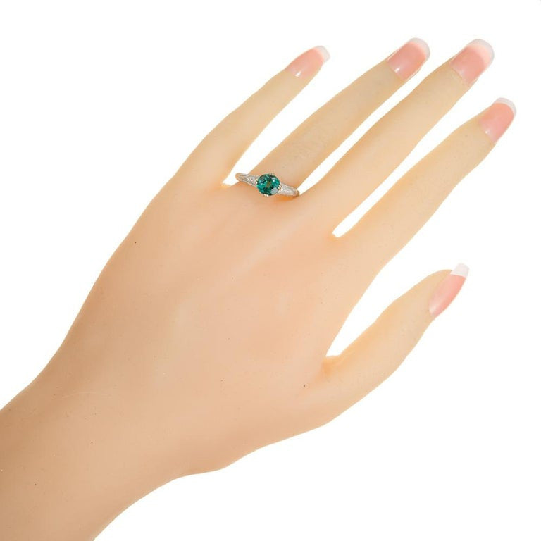 Peter Suchy 1.23 Carat Tourmaline Diamond White Gold Engagement Ring – image 7