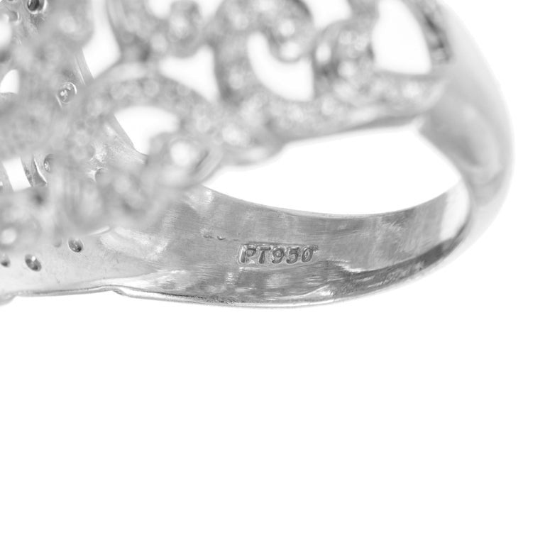 Featherstone 6.64 Carat Rectangular Aqua Diamond Platinum Cocktail Ring – image 5