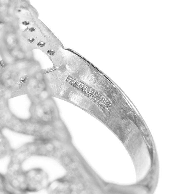 Featherstone 6.64 Carat Rectangular Aqua Diamond Platinum Cocktail Ring – image 6