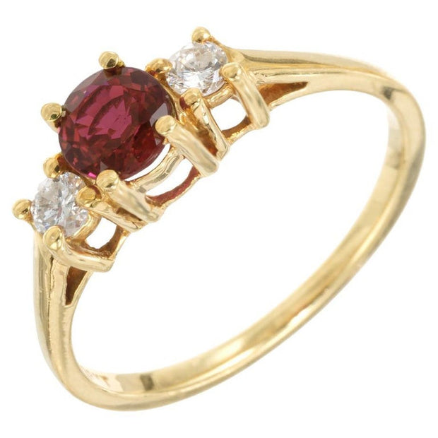 Peter Suchy GIA Certified .55 Carat Ruby Diamond Gold Three-Stone Ring