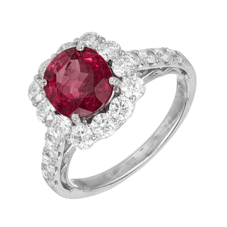 Peter Suchy Gia Certified 2.76 Cart Ruby Diamond White Gold Engagement Ring – image 2
