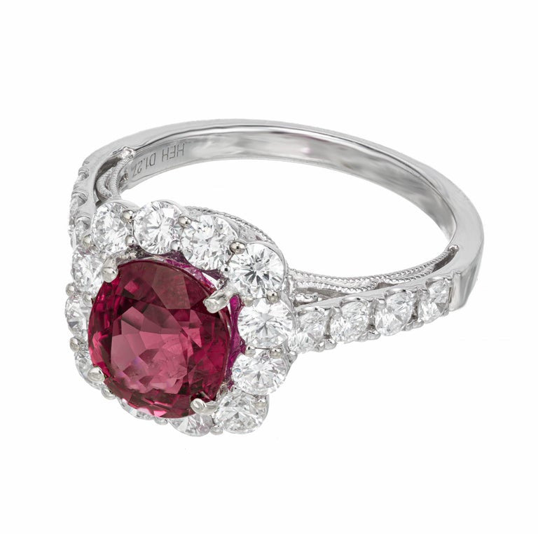 Peter Suchy Gia Certified 2.76 Cart Ruby Diamond White Gold Engagement Ring – image 3
