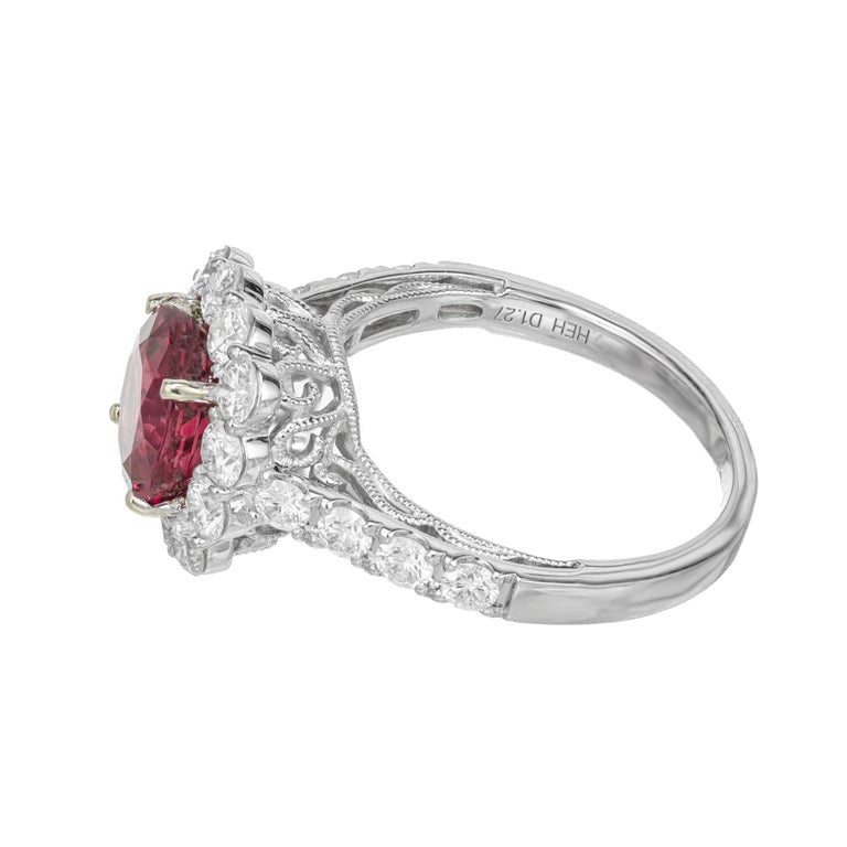 Peter Suchy Gia Certified 2.76 Cart Ruby Diamond White Gold Engagement Ring – image 4