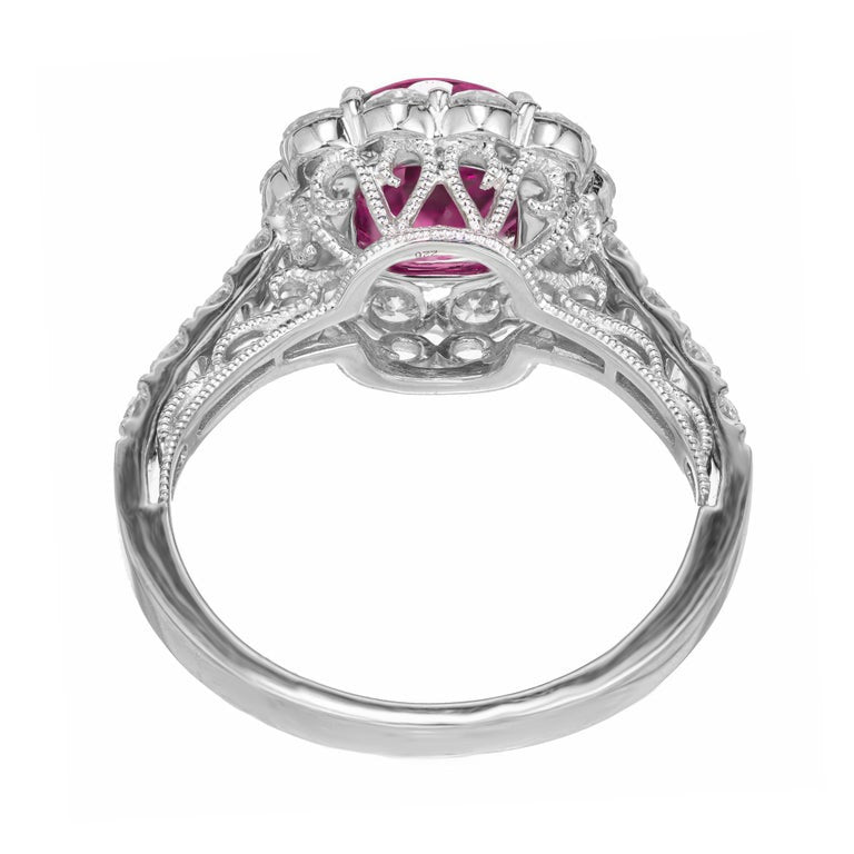 Peter Suchy Gia Certified 2.76 Cart Ruby Diamond White Gold Engagement Ring – image 5