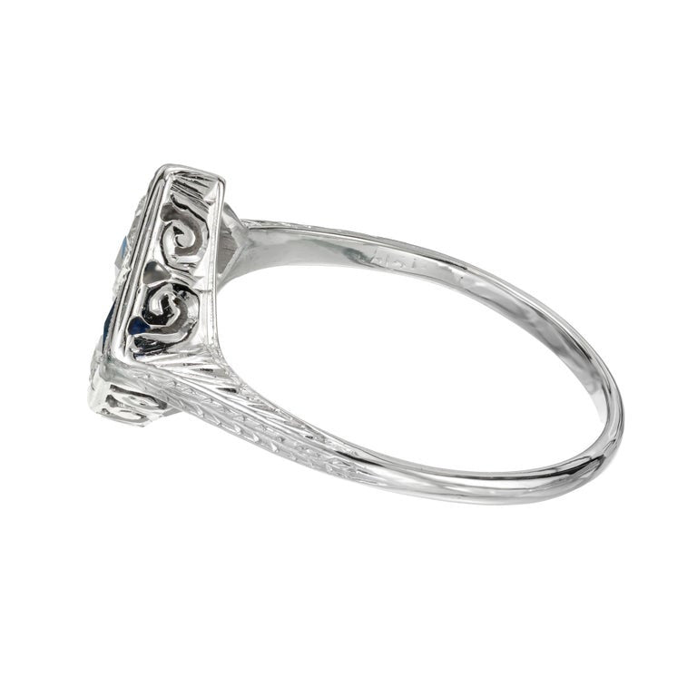 .54 Carat Sapphire Diamond Platinum Art Deco Calibre Ring – image 4