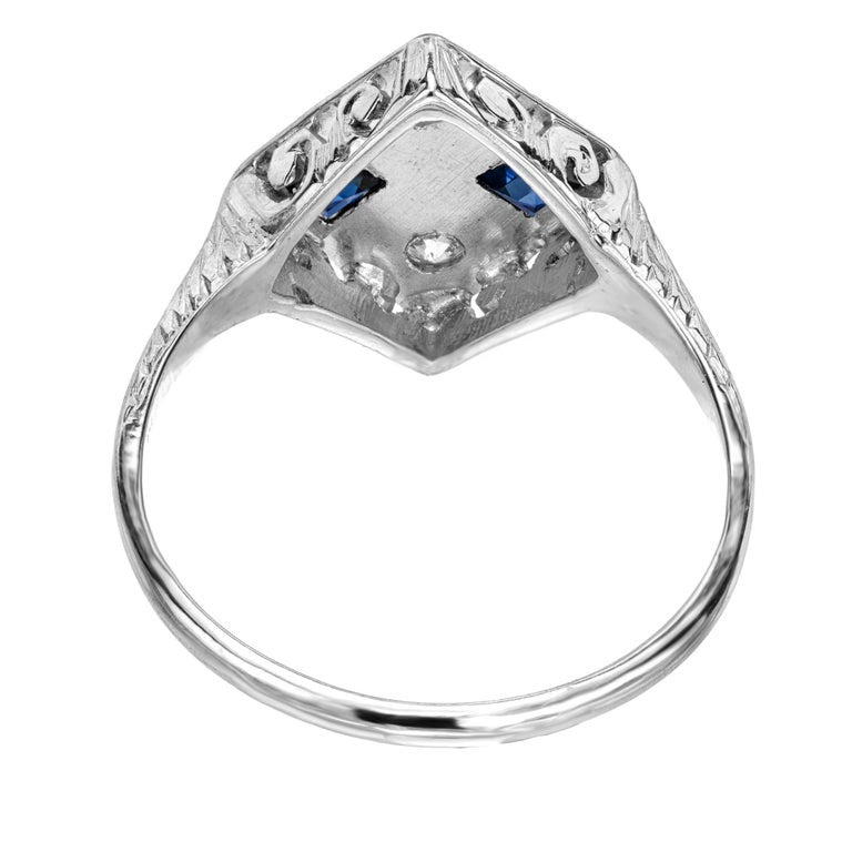.54 Carat Sapphire Diamond Platinum Art Deco Calibre Ring – image 5