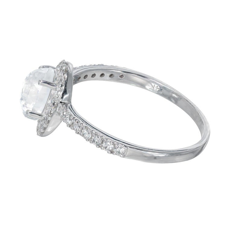 Peter Suchy .70 Carat Pear Moonstone Diamond Halo White Gold Engagement Ring – image 4