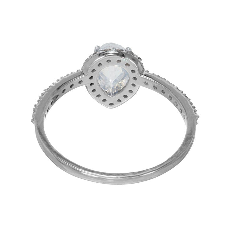 Peter Suchy .70 Carat Pear Moonstone Diamond Halo White Gold Engagement Ring – image 5