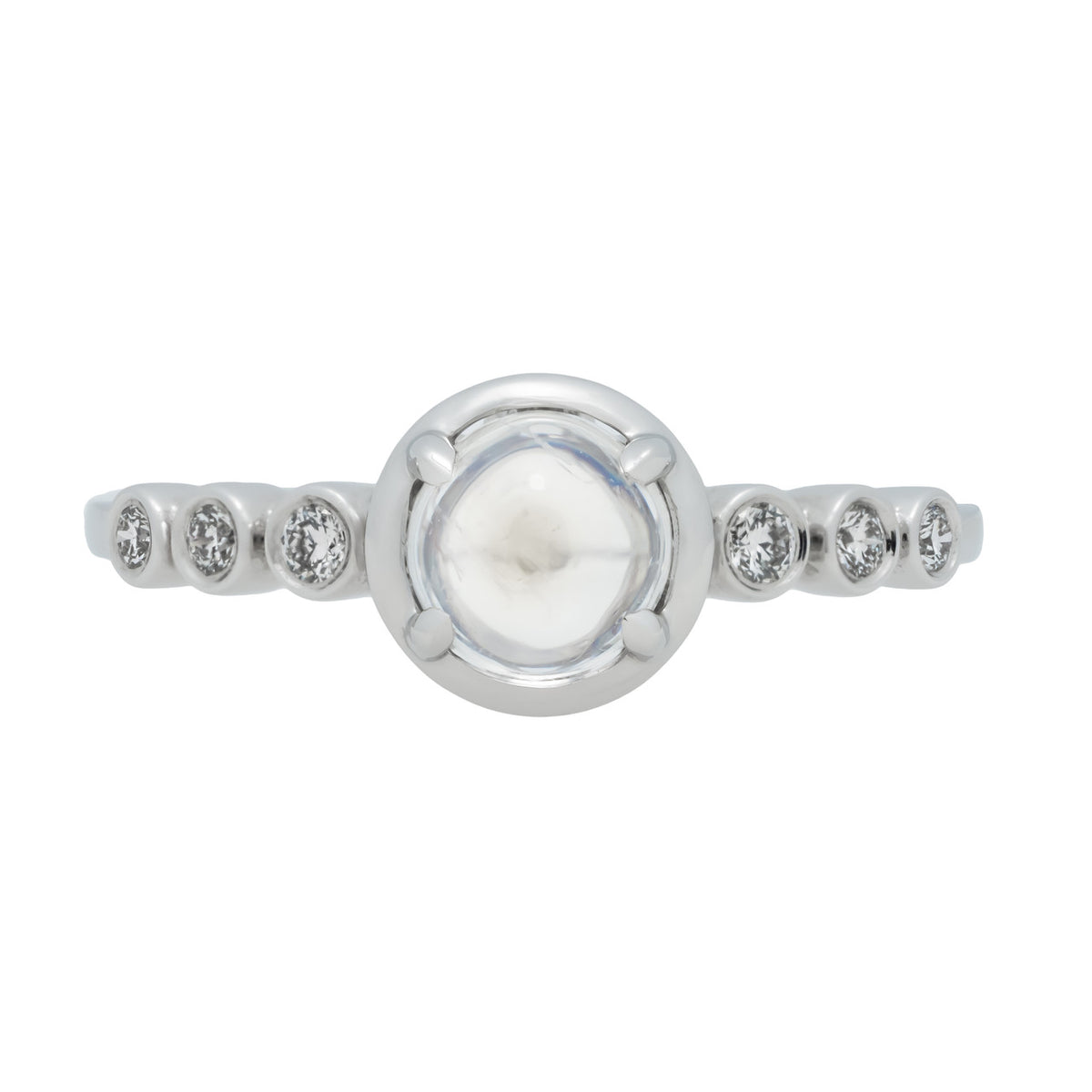 Peter Suchy .69 Carat Moonstone Diamond White Gold Dome Ring