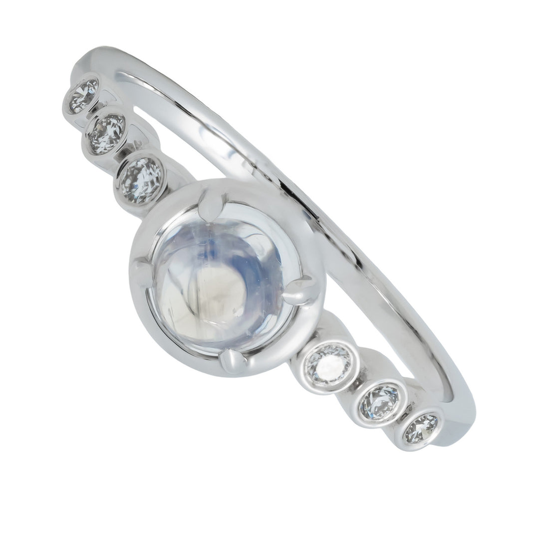 Peter Suchy .69 Carat Moonstone Diamond White Gold Dome Ring – image 2