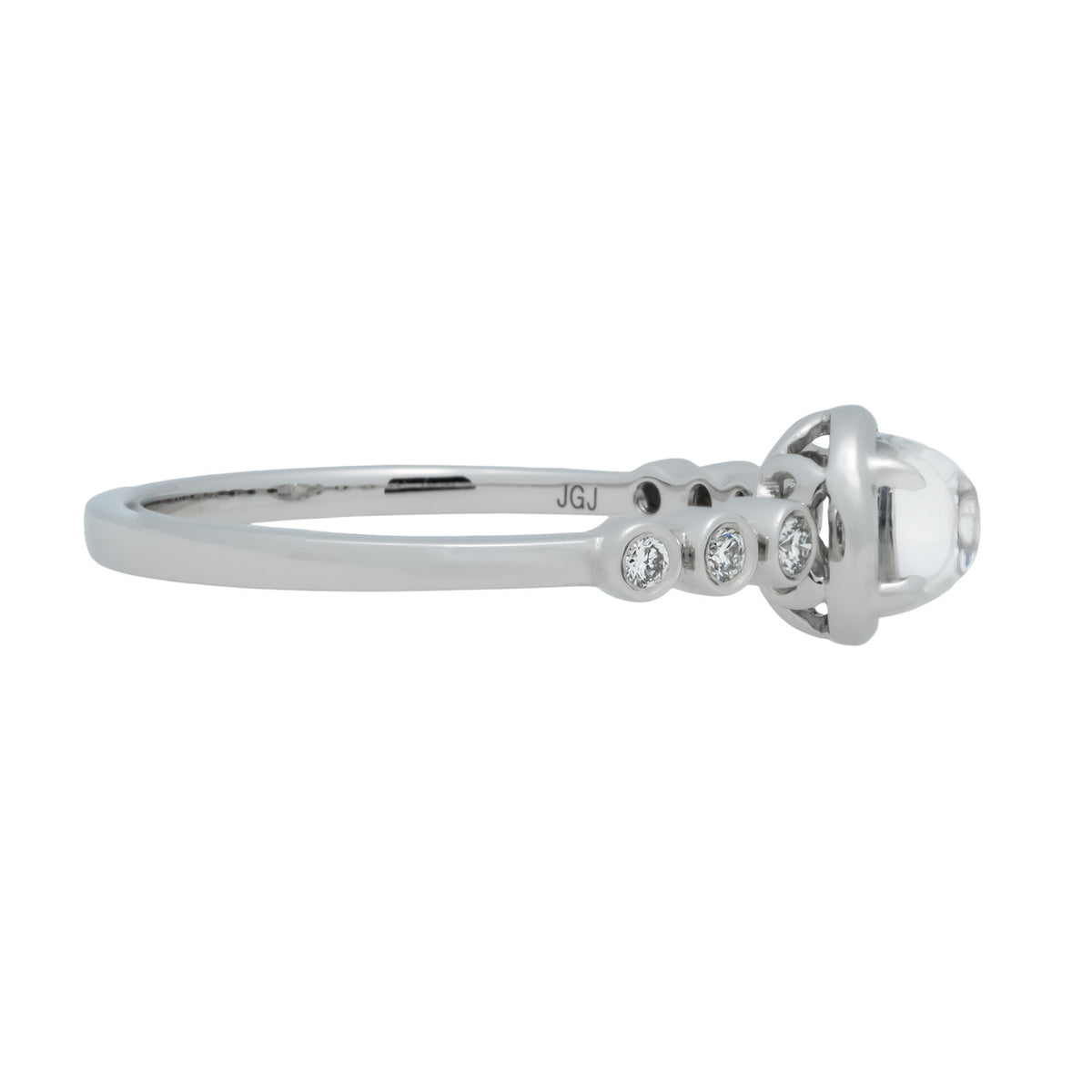 Peter Suchy .69 Carat Moonstone Diamond White Gold Dome Ring – image 4
