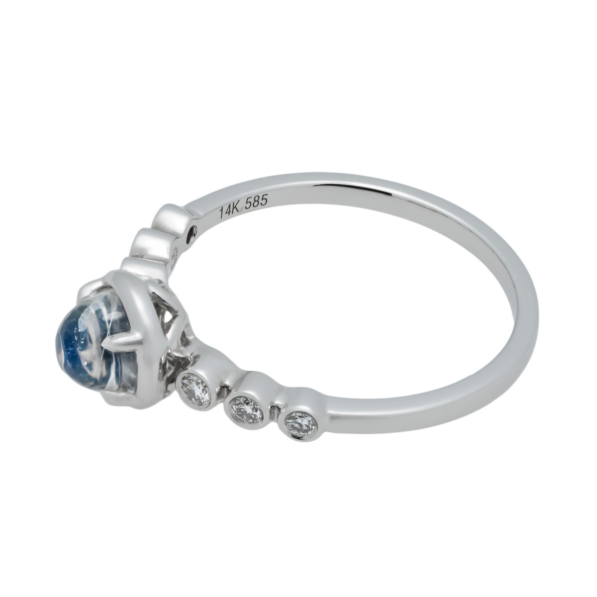 Peter Suchy .69 Carat Moonstone Diamond White Gold Dome Ring – image 5