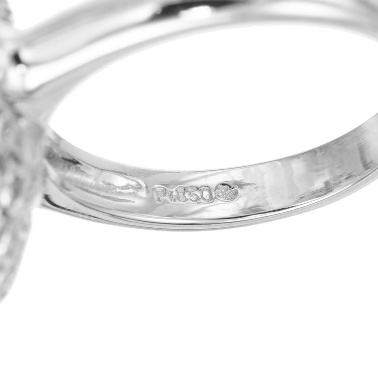 6.25 Carat Ova Aquamarine Diamond Halo Platinum Cocktail Ring – image 6