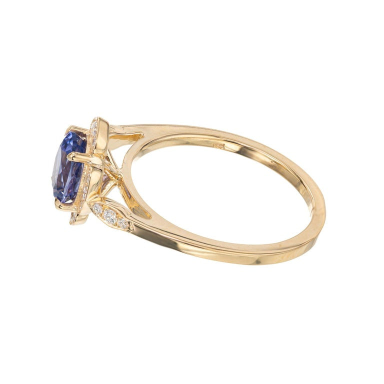 Peter Suchy GIA Certified 1.31 Carat Violet Sapphire Yellow Gold Engagement Ring – image 5