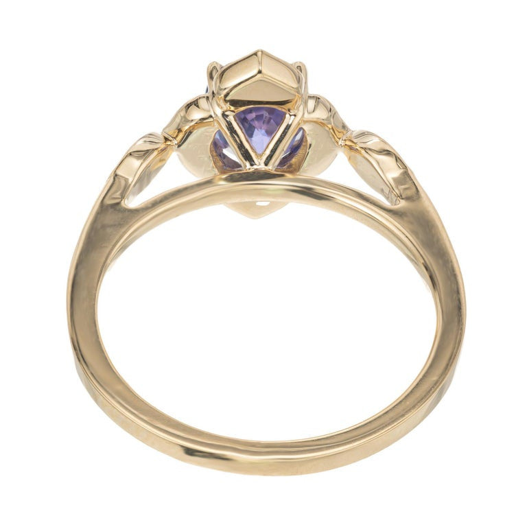Peter Suchy GIA Certified 1.31 Carat Violet Sapphire Yellow Gold Engagement Ring – image 6