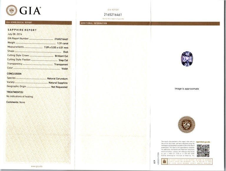 Peter Suchy GIA Certified 1.31 Carat Violet Sapphire Yellow Gold Engagement Ring – image 3