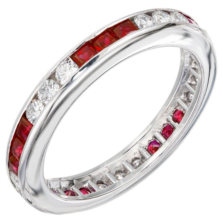 Byard F. Brogan .15 Carat Diamond Ruby Platinum Eternity Band Wedding Ring – image 5