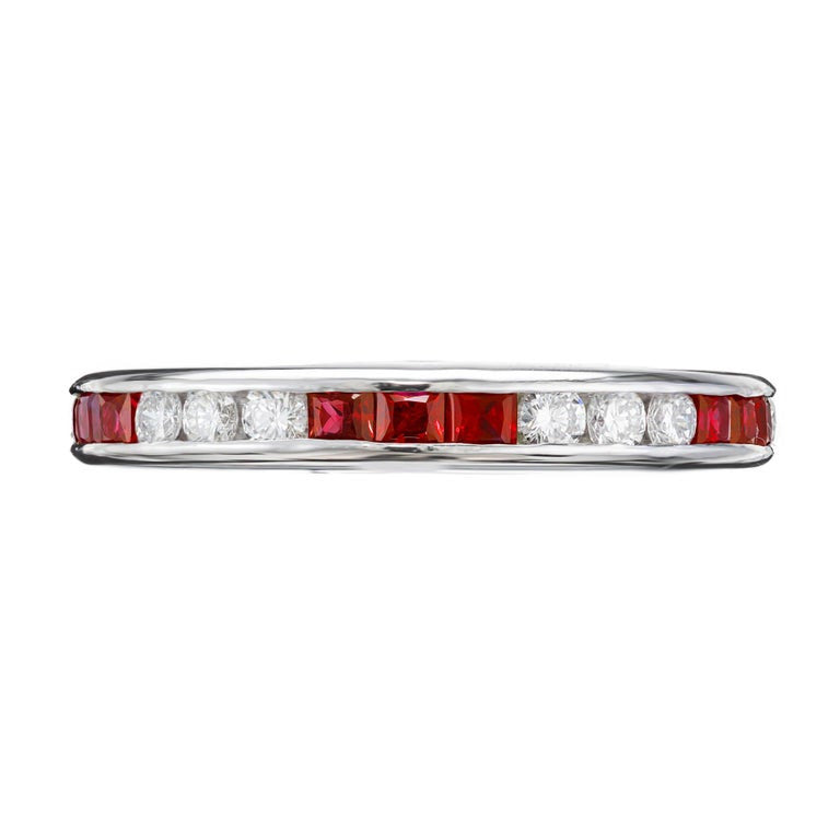 Byard F. Brogan .15 Carat Diamond Ruby Platinum Eternity Band Wedding Ring – image 2