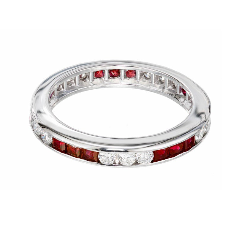 Byard F. Brogan .15 Carat Diamond Ruby Platinum Eternity Band Wedding Ring – image 2