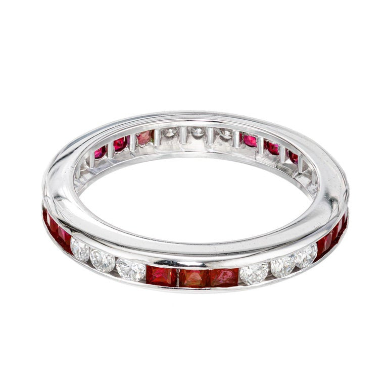 Byard F. Brogan .15 Carat Diamond Ruby Platinum Eternity Band Wedding Ring – image 3