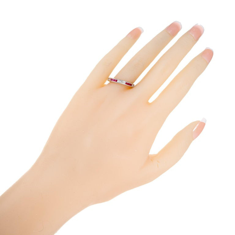 Byard F. Brogan .15 Carat Diamond Ruby Platinum Eternity Band Wedding Ring – image 4