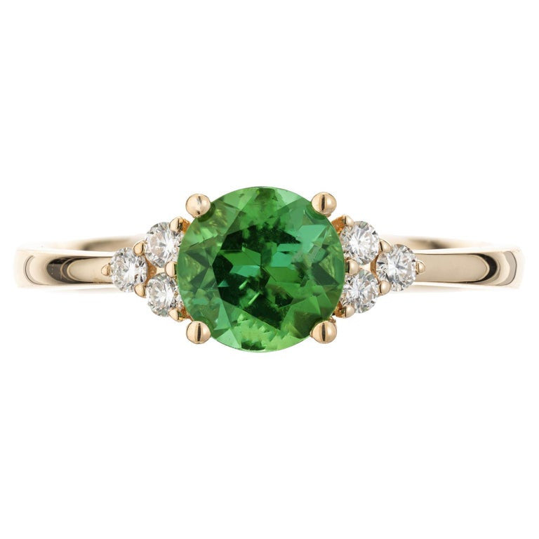 Peter Suchy .95 Carat Tourmaline Diamond Yellow Gold Engagement Ring