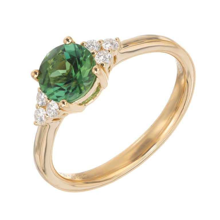 Peter Suchy .95 Carat Tourmaline Diamond Yellow Gold Engagement Ring – image 2