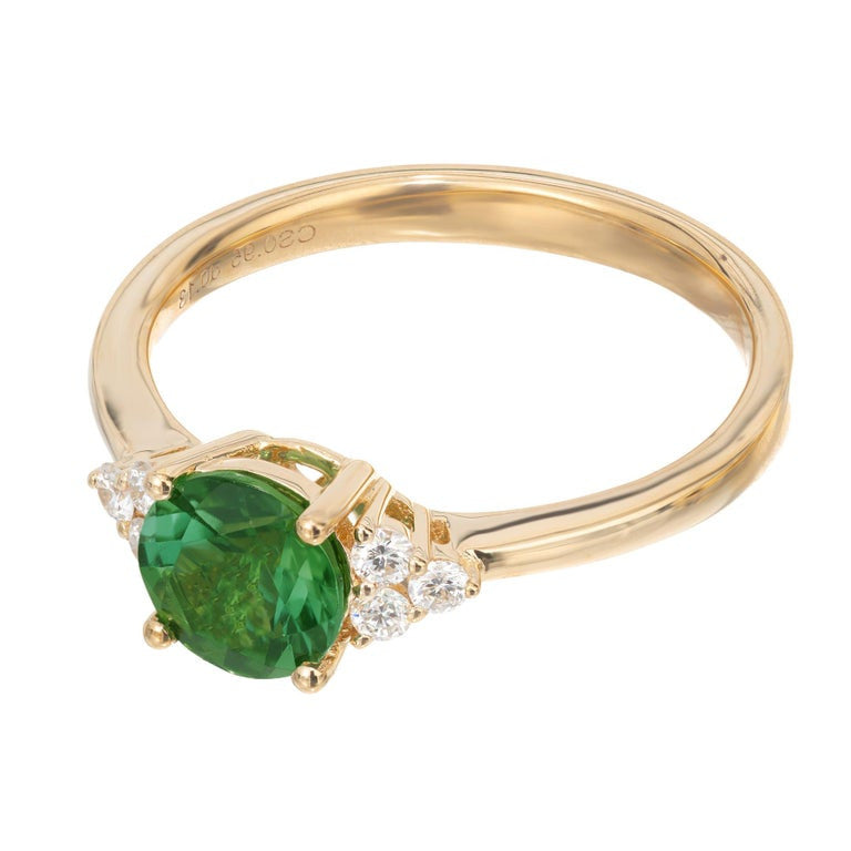 Peter Suchy .95 Carat Tourmaline Diamond Yellow Gold Engagement Ring – image 3