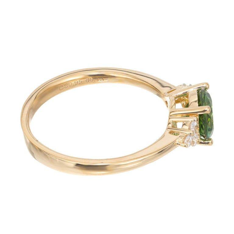 Peter Suchy .95 Carat Tourmaline Diamond Yellow Gold Engagement Ring – image 4