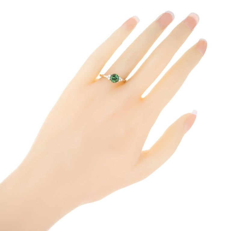 Peter Suchy .95 Carat Tourmaline Diamond Yellow Gold Engagement Ring – image 8