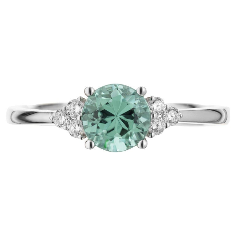 Peter Suchy .88 Carat Round Tourmaline Diamond White Gold Engagement Ring – image 2