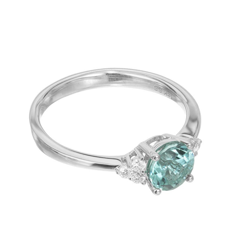Peter Suchy .88 Carat Round Tourmaline Diamond White Gold Engagement Ring – image 3