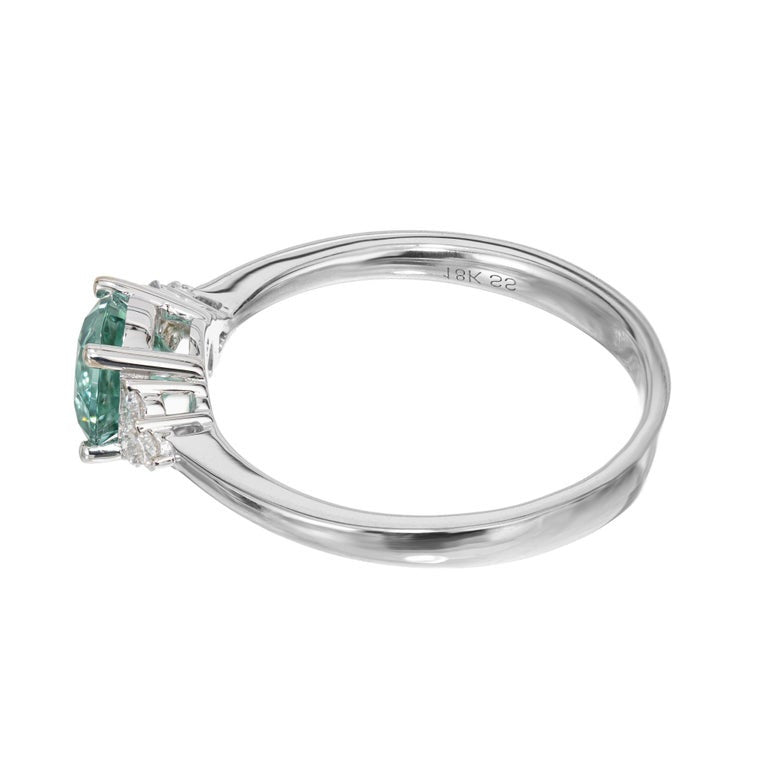 Peter Suchy .88 Carat Round Tourmaline Diamond White Gold Engagement Ring – image 4