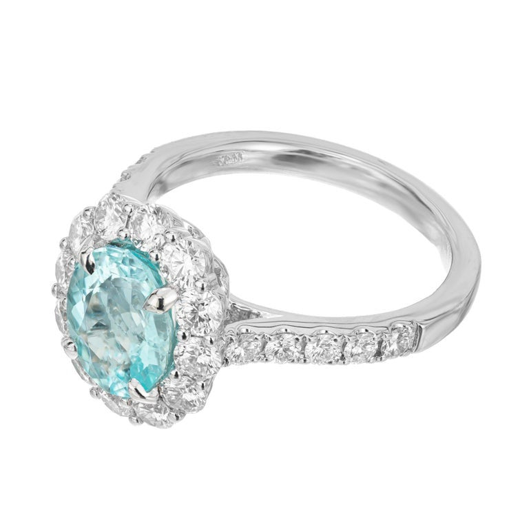 Peter Suchy GIA Certified 1.99 Carat Paraiba Tourmaline Diamond Platinum Ring – image 3